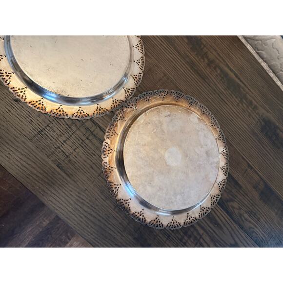 Set of 2 Home Decorators Inc. Silver-Plated Round Serving Tray-12-3/4” - Picture 9 of 10